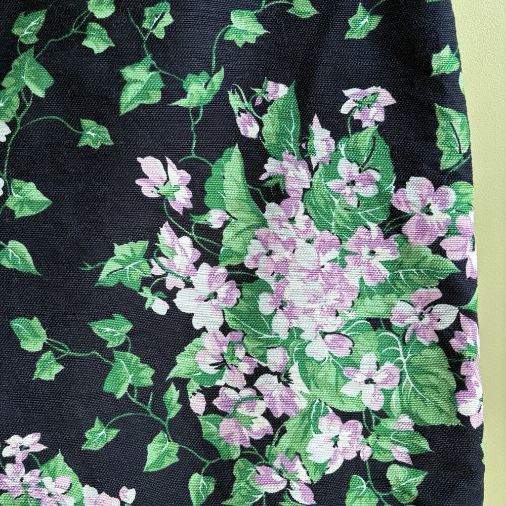 TALBOTS Floral Pencil Skirt Navy Purple Office Career Cottagecore Modest Size 10 - Picture 4 of 11